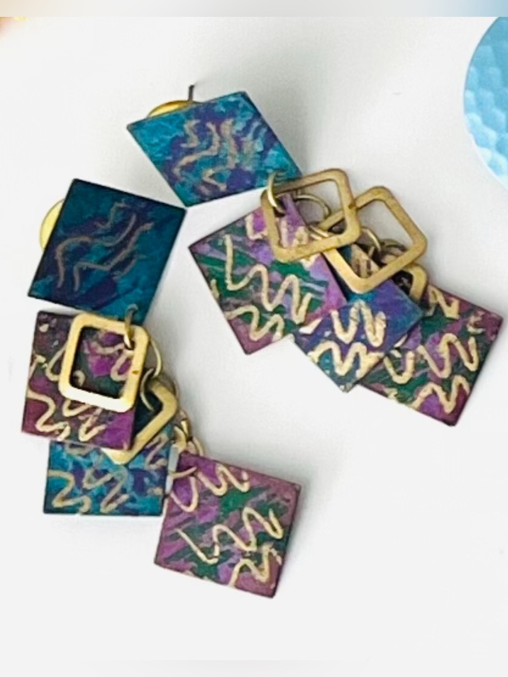 Colorful Fun Geometric Earrings - Picture 6 of 14